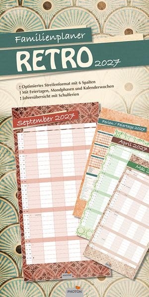 PHOTON® Verlag (Hrsg.). Familienplaner "RETRO" Kalender 2027. Photon, Verlag, 2026.