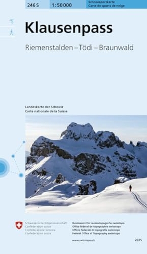 Bundesamt für Landestopografie swisstopo (Hrsg.). 246S Klausenpass Schneesportkarte - Riemenstalden - Tödi - Braunwald. Bundesamt für Landestopog, 2025.