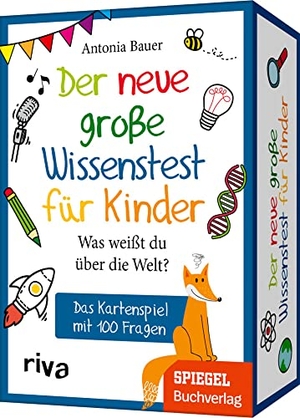 Bauer, Antonia. Der neue große Wissenstest für Kinder - Was weißt du über die Welt? - Das Kartenspiel mit 100 Fragen. Ab 8 Jahren. Das Geschenk für Schulanfang, Geburtstag, Weihnachten, Ostern. riva Verlag, 2021.
