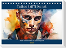 Tattoo trifft Kunst (Tischkalender 2024 DIN A5 quer), CALVENDO Monatskalender