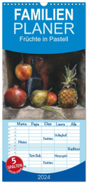 Familienplaner 2024 - Früchte in Pastell mit 5 Spalten (Wandkalender, 21 x 45 cm) CALVENDO