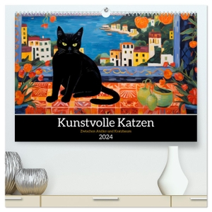 HollywayArt, HollywayArt. Kunstvolle Katzen (hochwertiger Premium Wandkalender 2024 DIN A2 quer), Kunstdruck in Hochglanz - Kalender mit kunstvoll gestalteten Katzen. Calvendo, 2023.