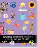 Beautiful watercolor elements to cut out and collage vol.1