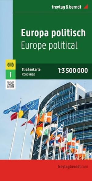 Europa politisch 1 : 3 500 000. Autokarte /  Laufzeit bis 2022 - Mit Ortsregister, Autofähren, Straßennummern. Freytag + Berndt, 2019.