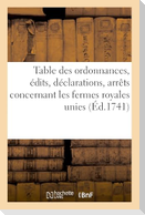Table Des Ordonnances, Édits, Déclarations, Arrêts Du Conseil Et de la Cour Des Aydes